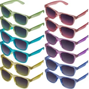 Fashion Shades 12 Pairs Translucent Sunglasses Assorted 100% UV Protection for Mens Womens