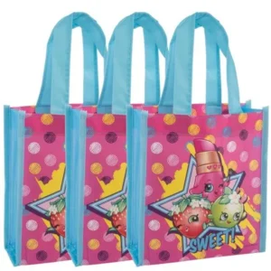 Ruz (3 Pack) Party Favor Goody Treat Bags With Handles Mini Kids Reusable Shopping Totes