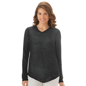 Women's Asymmetrical Knit Sweater, X-Large, Machine Washable, 100% Acrylic