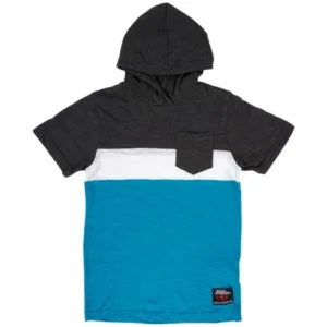 Boys No Fear SS Hoodie T-Shirt Grey Blue Kids