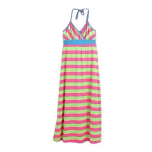 Big Girls Fuchsia Stripe Pattern Halter Strap Style Summer Maxi Dress 16