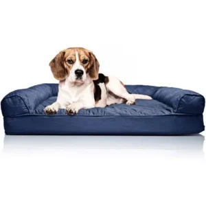 FurHaven Pet Dog Bed | Orthopedic Quilted Sofa-Style Couch Pet Bed for Dogs & Cats, Navy, Medium