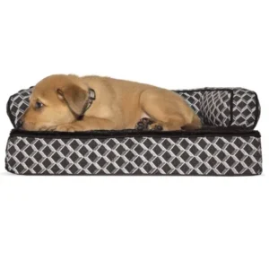 FurHaven Pet Dog Bed | Orthopedic Plush & Decor Comfy Couch Sofa-Style Pet Bed for Dogs & Cats, Diamond Brown, Small