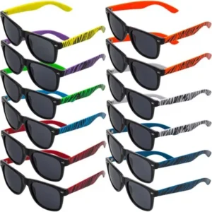 Fashion Shades 12 Pairs Zebra Sunglasses Assorted Color 100% UV Protection for Mens Womens