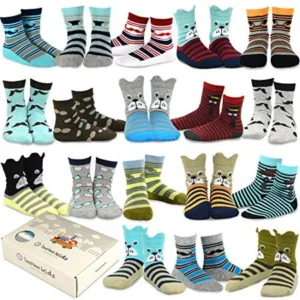 TeeHee (Naartjie) Kids Boys Fashion Cotton Crew 18 Pair Pack Gift Box (9-10 Years, Dog and Gentle)