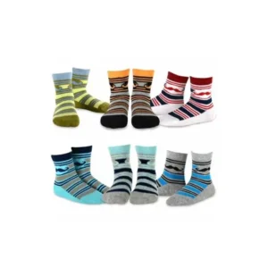 TeeHee Kids Boys Stripe Cotton Crew Socks 6 Pair Pack