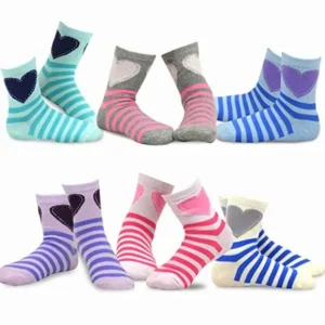 TeeHee Kids Girls Variety Cotton Basic Crew Socks 6 Pack (Little Girls)