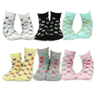 TeeHee Kids Girls Cotton Fashion Crew Socks 6 Pair Pack (12-24 Months, Floral Trellis Stripe)