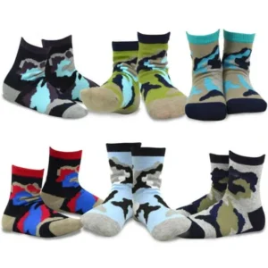 TeeHee Socks Kids Boys Cotton Fashion Fun Crew Socks 6 Pair Pack (9-10Y, Camo)