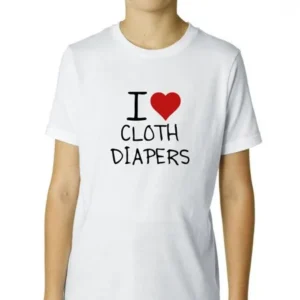 I Love Cloth Diapers - Child Handwriting Boy's Cotton Youth T-Shirt