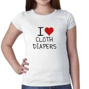 I Love Cloth Diapers - Child Handwriting Girl's Cotton Youth T-Shirt