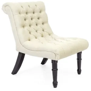 Best Choice Products Living Room Upholstered Linen Casual Tufted Accent Chair w/ Wood Legs (White)