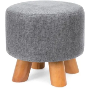 Best Choice Products Upholstered Padded Pouf Ottoman Footrest Stool w/ Removable Linen Cover, Non-Skid Legs - Gray