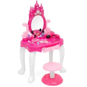 Best Choice Products 14-Piece Pretend Play Kids Vanity Table and Chair Beauty Play Set with Fashion & Makeup Accessories