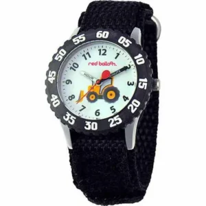 Red Balloon Construction Site Boys' Stainless Steel Watch, Black Strap