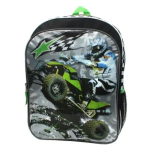 New ATV Buddy Reflective 16-inch Kids School Backpack Bag - Black