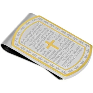 Men's Stainless Steel Two-Tone Lord's Prayer Money Clip