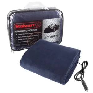 Electric Car Blanket- Heated 12 Volt Fleece Travel Throw for Car and RV-Great for Cold Weather, Tailgating, and Emergency Kits by Stalwart-BLUE