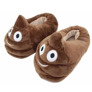 Cute Poop Emoji Slippers Plush Cotton Comfortable Indoor Bedroom Shoe (One Size)
