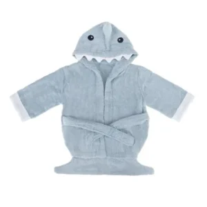 TopTie Blue Shark Hooded Bathrobe, Terry Baby Towel Bath Robe Shower 0-9 months-Shark-S