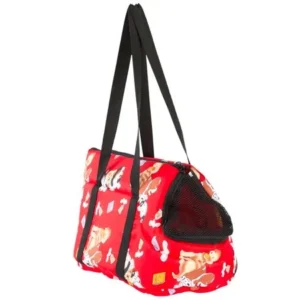 Pet Carrier Fashion Bag in Red with Animal Print Design