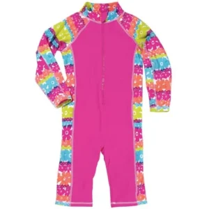 Sun Smarties Baby Girl Surf Suit - Hot Pink Fuschia Floral - Maximum Sun Protection Swimsuit