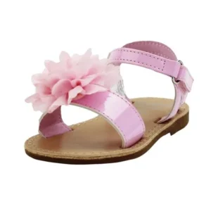 Stepping Stones Little Girls Gladiator Pink Sandals with Flower and Back Straps Girls Strappy Sandals For Casual or Dress Open Toe Summer Sandals Infant Toddler Kids Shoes for Children Slide Size 4