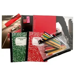 Extreme Sports School Supplies Bundle - (Corvette and Skating Folder - Composition Books - Notebooks - Pencil Case - Pens - Pencils - Ruler)