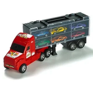 15" Carrier Truck Toy Car Transporter Includes 6 Metal Cars Toy for Boys Great for Boys