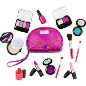 PixieCrush Pretend Play Makeup Kit. Designer Girls Purple Sparkle Bag Deluxe Makeup Set