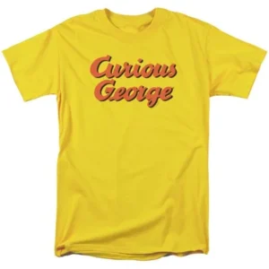 Curious George Monkey Childrens Book Logo Vintage Style Adult T-Shirt Tee