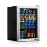 NewAir - 90-Can Freestanding Beverage Fridge, Compact with Adjustable Shelves and Lock - Stainless steel