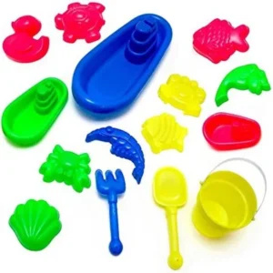 VIAHART 15-Pieces HUGE Beach and Sand Toy Set Creates Fun for Your Kids & Unleash Their Creativity with Bucket, Shovel, Rake, 3 Boats & 9 Shape Molds - BEST VALUE ON AMAZON!