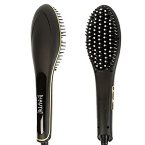 Hair Straightener â€“ Haute Electric Straightening Brush with Burn Resistant Ceramic Bristles & LCD Temperature Display