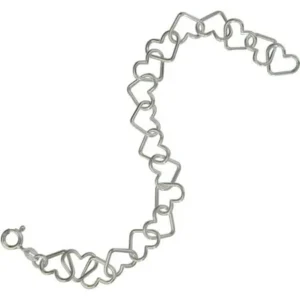 "Women's Sterling Silver 120 Heart Bracelet, 7.5"""