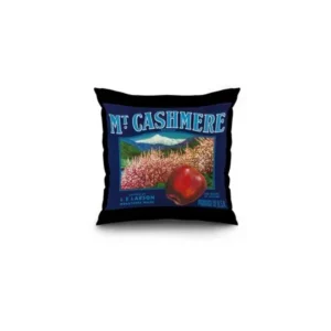Mt. Cashmere Apple Label (16x16 Spun Polyester Pillow, Black Border)