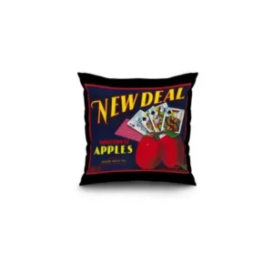 New Deal Apple Label (16x16 Spun Polyester Pillow, Black Border)