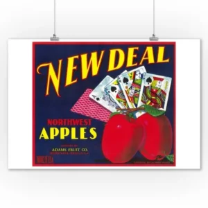 New Deal Apple Label (9x12 Art Print, Wall Decor Travel Poster)