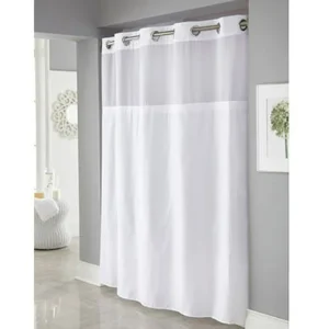 Hookless White Mystery Polyester Shower Curtains