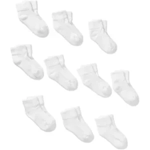 Garanimals Baby Toddler Lowcut Socks White, 10-Pack