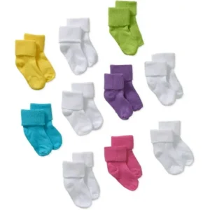 Garanimals Assorted Baby Toddler Girls Bobby Socks, 10-pack