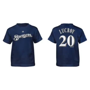 Milwaukee Brewers Kids Jonathan Lucroy Name and Number T-Shirt - Navy #20