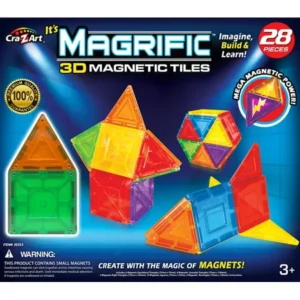 Magrific 28 Piece Multi-color Magnetic Tiles Set