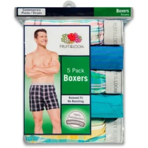 Fruit of the Loom Men's Exposed Waistband Woven Boxers, Extended Sizes, 5 Pack