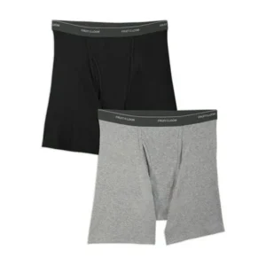 Fruit of the Loom Big Men's Black and Gray Boxer Briefs, 2 Pack