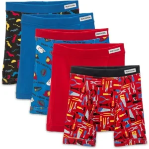 Fruit of the Loom Toddler Boys' Covered Waistband Boxer Briefs, 5 Pack