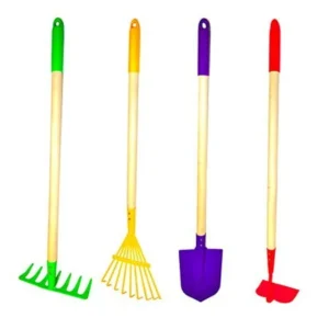 G & F 10018 JustForKids Kids Garden Tools Set, Rake, Spade, Hoe and Leaf Rake, 4-Piece