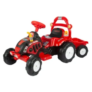 Ride On Toy Tractor and Trailer, Battery Powered Ride On Toy by Lilâ€™ Rider â€“ Ride On Toys for Boys and Girls, For 3 â€“ 7 Year Olds (Red and Yellow)