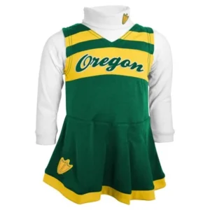Oregon Ducks NCAA Toddler Girls Cheer Jumper Dress Set w/ Turtleneck