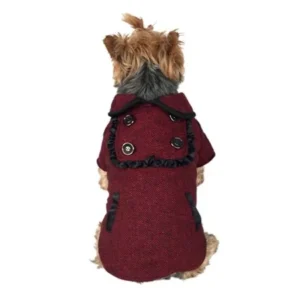 Black/Red Herringbone Pattern Fashion Puppy Dog Clothing Clothes Pet Jacket Warm Apparel - Medium (Gift for Pet)